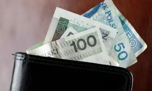 Portfel z polskimi banknotami: 100 zł, 50 zł i 10 zł. Idealny przykład, jak wygląda umowa zlecenie stawka godzinowa.