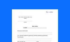 Formularz spisu z natury, dokument do wypełnienia przez właściciela zakładu, zawiera pola na dane firmy, datę, rodzaj spisu i przedmiot.