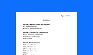 Struktura biznes planu: informacje o firmie, charakterystyka przedsięwzięcia i plan marketingowy.