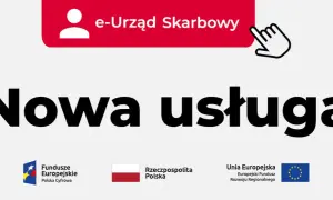 Grafika z napisem "Nowa usługa" i ikoną e-Urzędu Skarbowego.