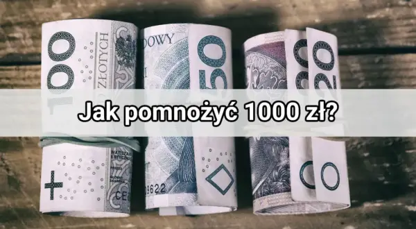 Zrolowane banknoty 100 zł i 50 zł, sugerujące akcję pomnażania pieniędzy.