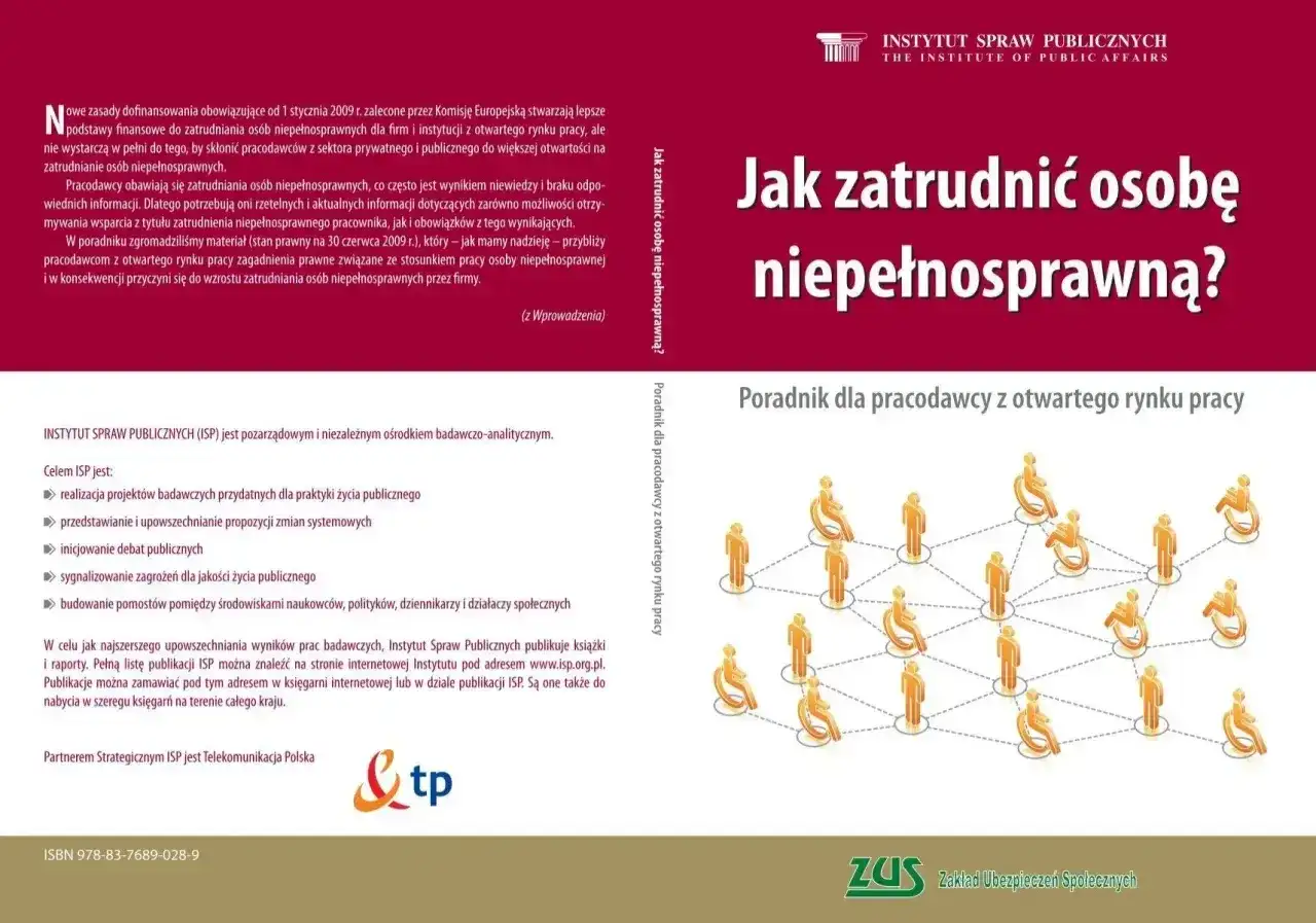 Grafika przedstawia różne rodzaje niepełnosprawności i ludzi połączonych siecią, symbolizując zatrudnienie osób z niepełnosprawnościami.
