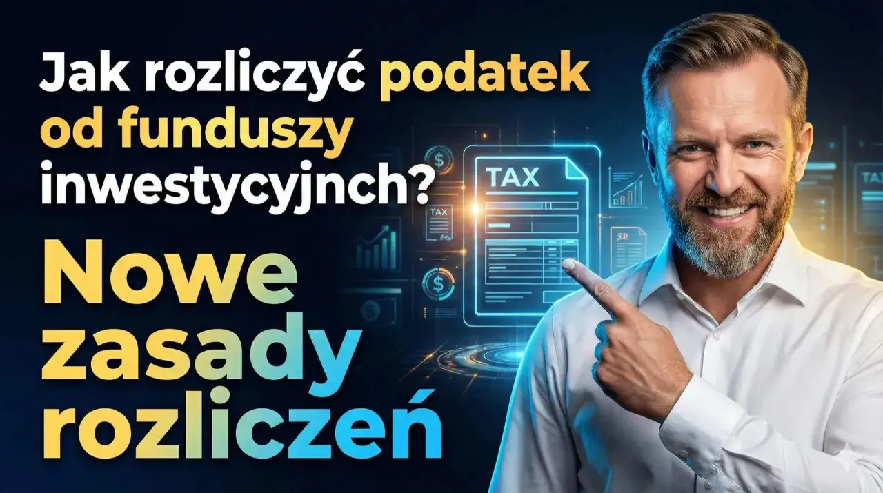 Mężczyzna wskazuje na dokument TAX, wyjaśniając nowe zasady rozliczeń podatku od funduszy inwestycyjnych.