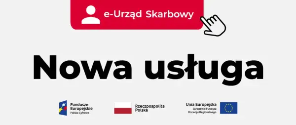 Grafika z napisem "Nowa usługa" i ikoną e-Urzędu Skarbowego.